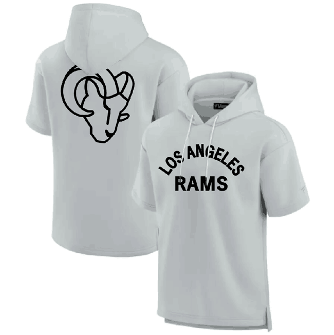 Men's Gray Los Angeles Rams Super Soft Fleece Short Sleeve Hoodie